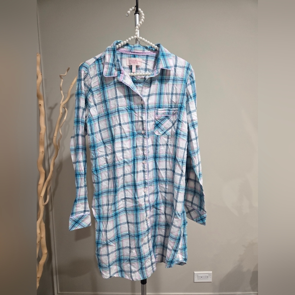 Victoria's Secret Plaid Sleep Shirt Sz.M